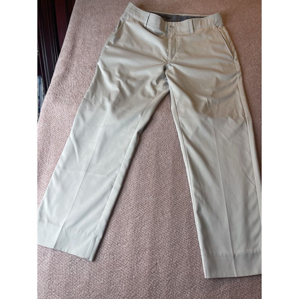 Ben Hogan Golf Pant 32x32 Men's Khaki Solid Active Flex Waistband Stretch Zip